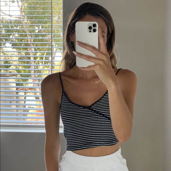 TOPSHOP | Blue striped crop top tank - Picture 1 of 3